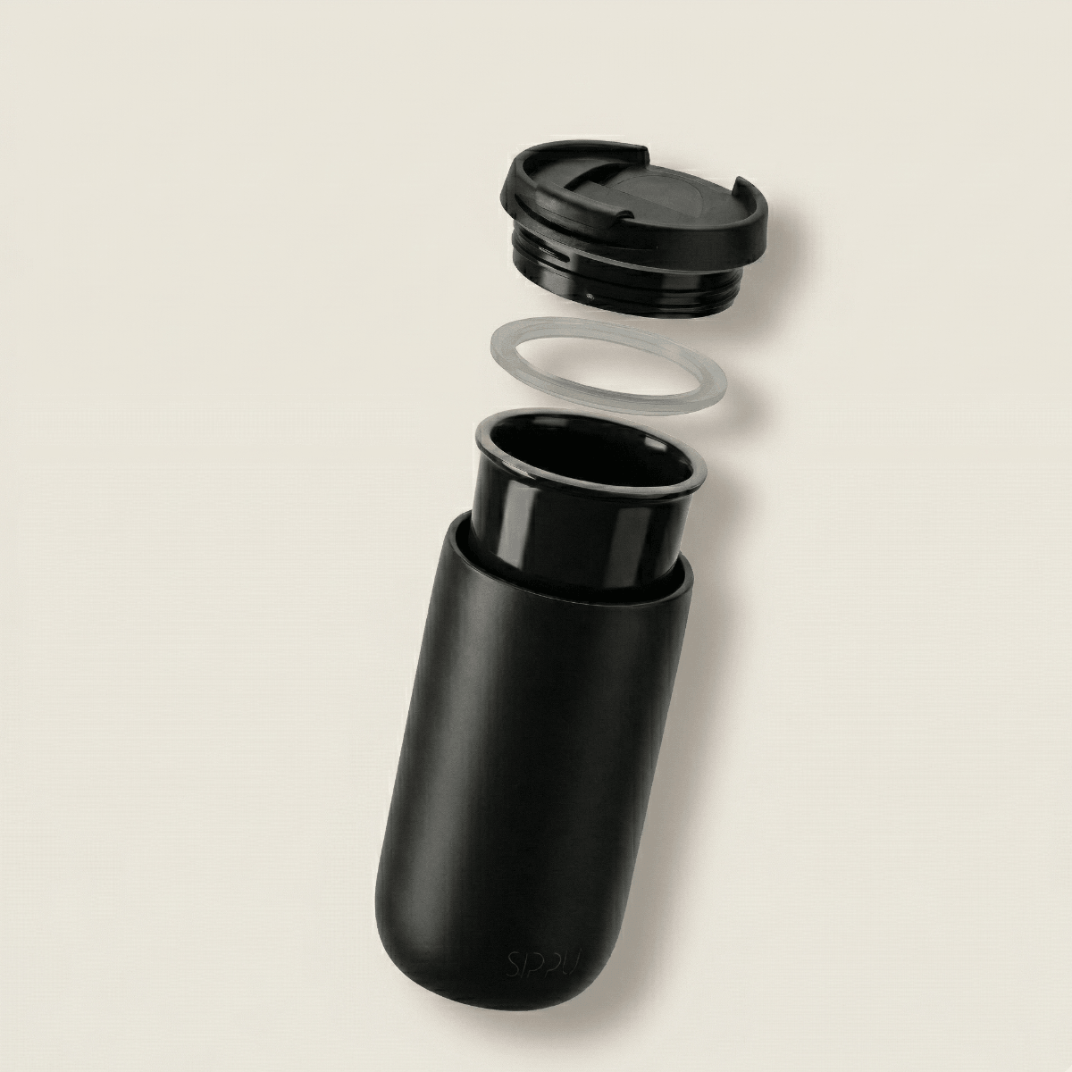 Sippli Desk Ceramic thermosbeker uitgebeeld in dubbelwandige componenten.